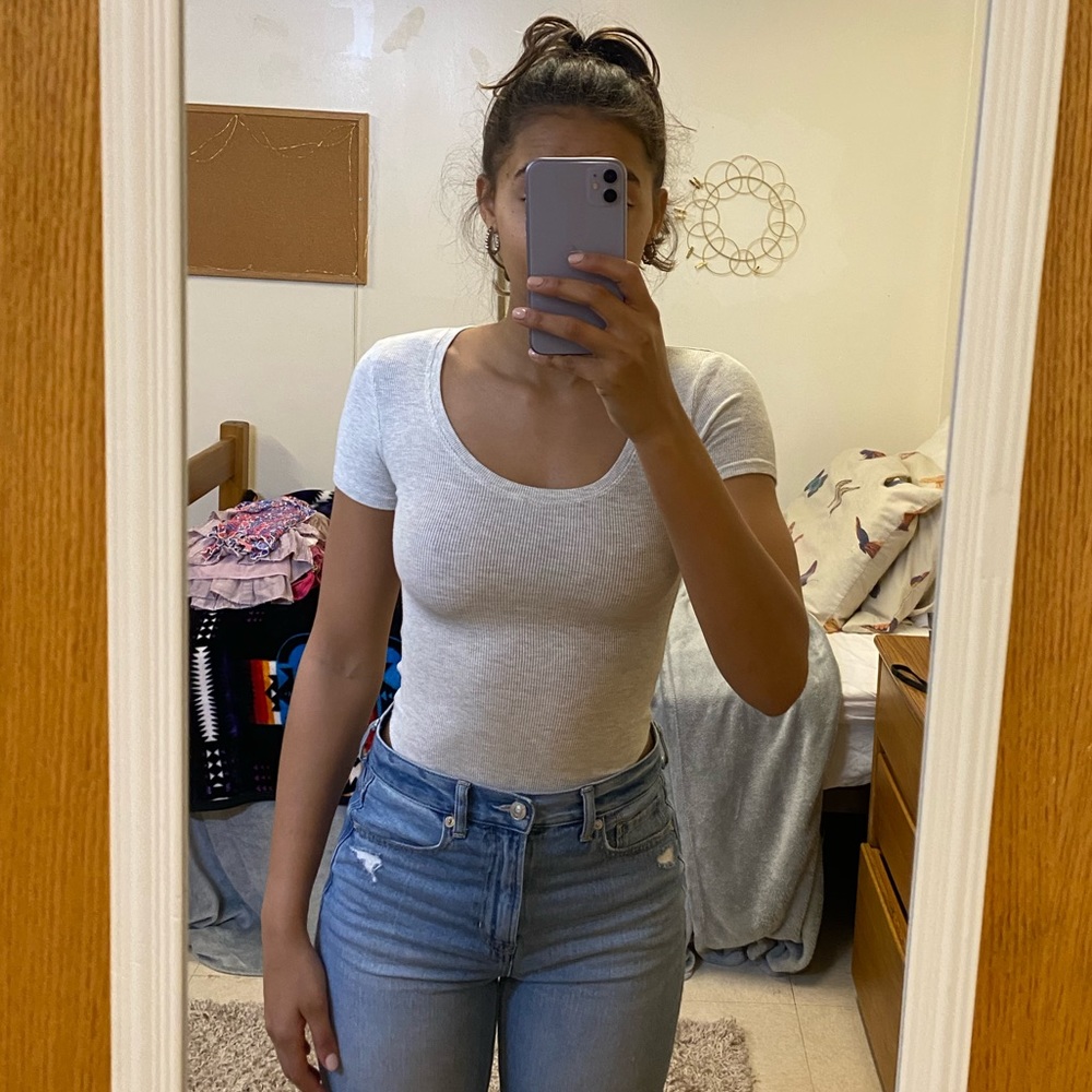 American Eagle Gray Bodysuit Size XXS